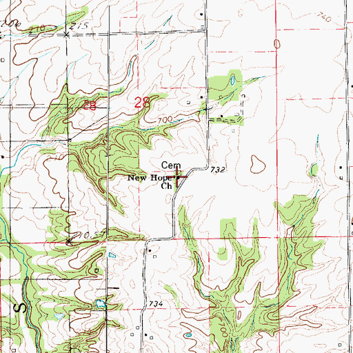 Topographic Map of New Hope Church, IL