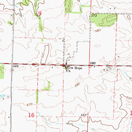 Topographic Map of New Hope Baptist Church, IL