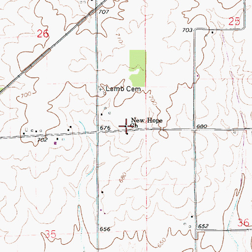 Topographic Map of New Hope Church, IL