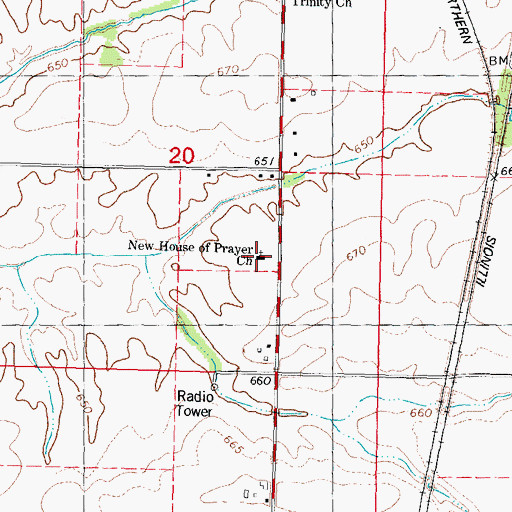 Topographic Map of New House of Prayer Church, IL