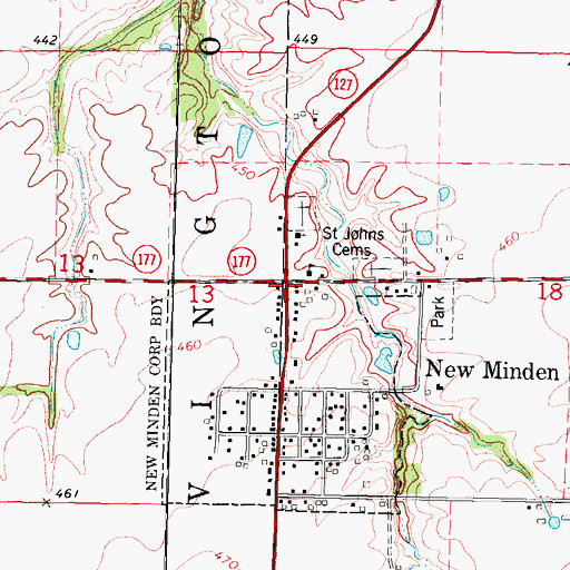 Topographic Map of New Minden, IL