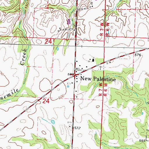 Topographic Map of New Palestine, IL
