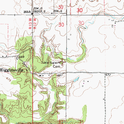 Topographic Map of New Salem Cemetery, IL