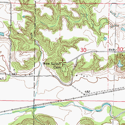 Topographic Map of New Salem Cemetery, IL