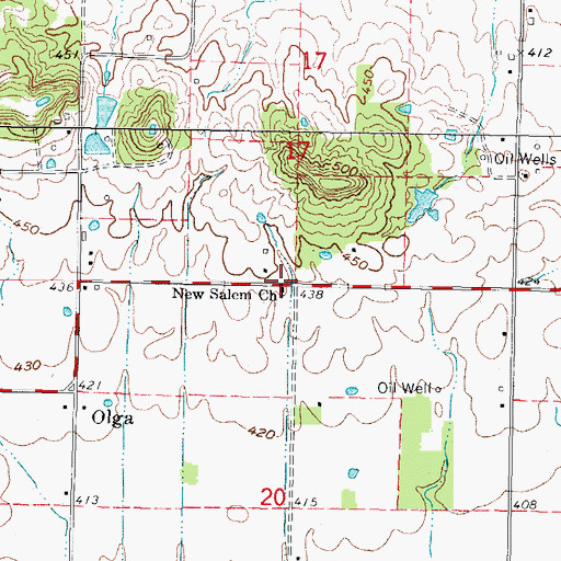 Topographic Map of New Salem Church, IL