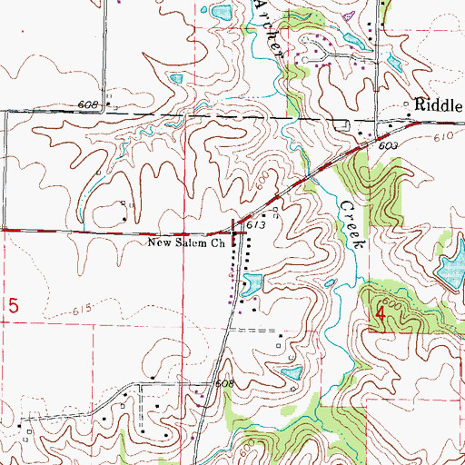 Topographic Map of New Salem Church, IL