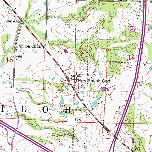 Topographic Map of New Shiloh Cemetery, IL