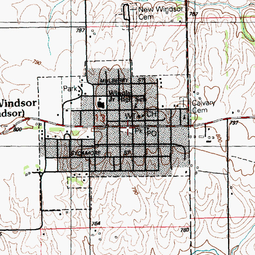 Topographic Map of New Windsor, IL