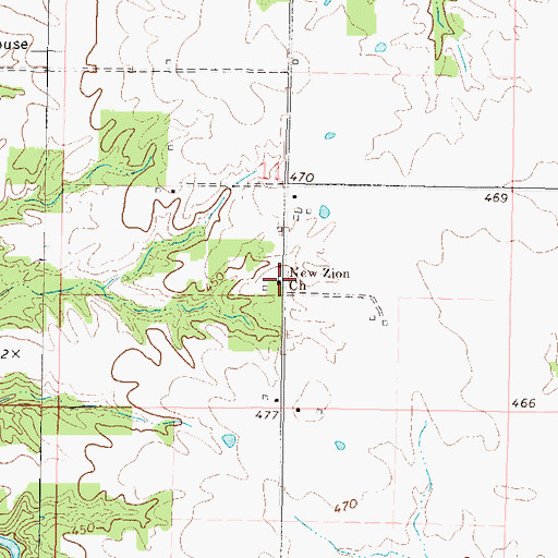 Topographic Map of New Zion Church, IL