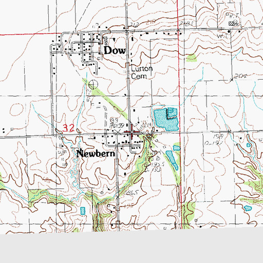 Topographic Map of Newbern, IL