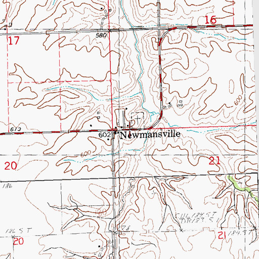 Topographic Map of Newmansville, IL