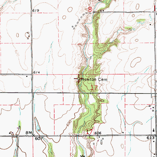 Topographic Map of Newton Cemetery, IL