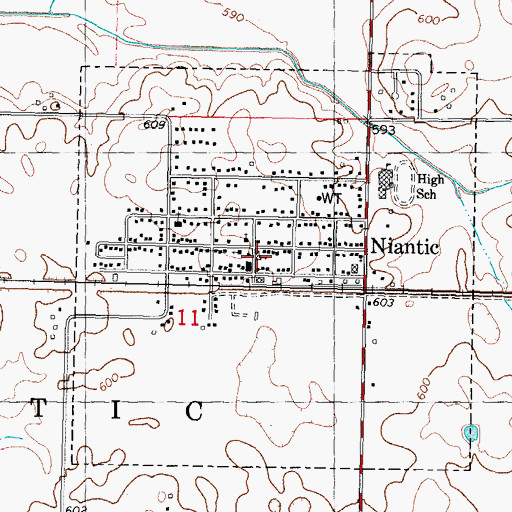 Topographic Map of Niantic, IL