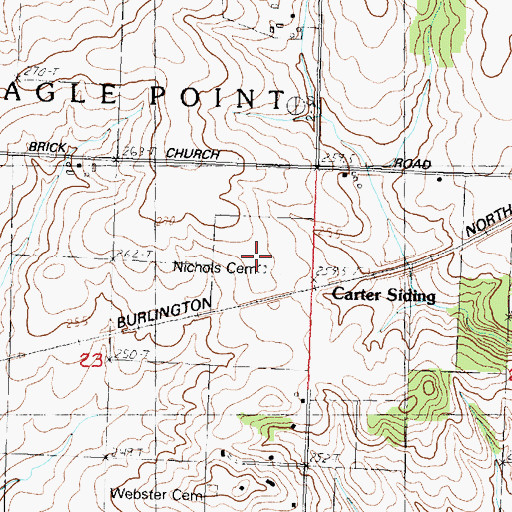 Topographic Map of Nichols Cemetery, IL