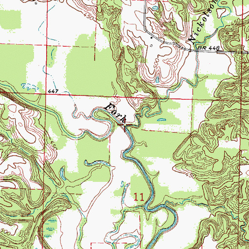 Topographic Map of Nickolson Creek, IL