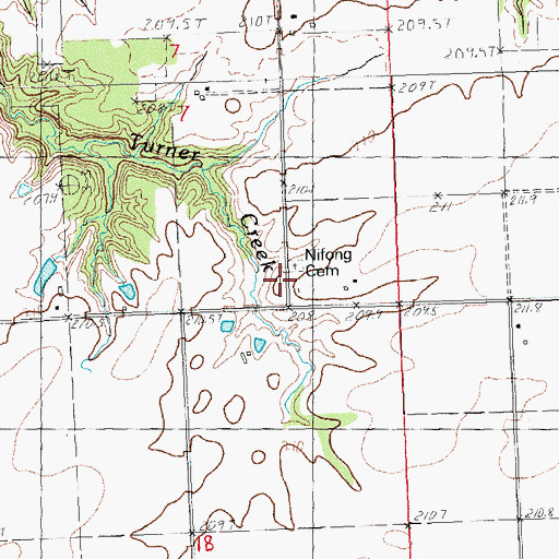 Topographic Map of Nifong Cemetery, IL