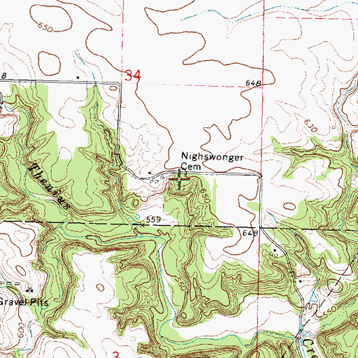 Topographic Map of Nighswonger Cemetery, IL