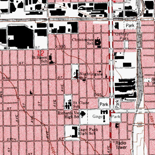 Topographic Map of Nightingale Elementary School, IL