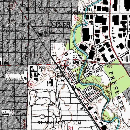 Topographic Map of Niles Elementary School - South, IL
