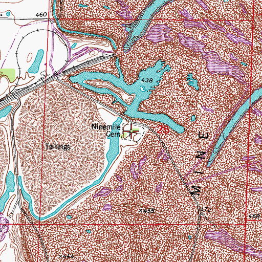 Topographic Map of Ninemile Baptist Cemetery, IL