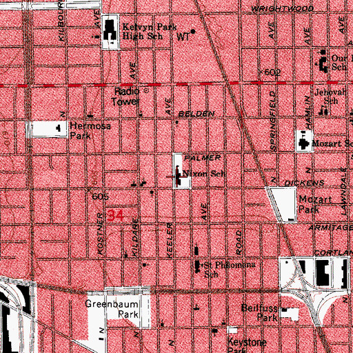 Topographic Map of Nixon Elementary School, IL