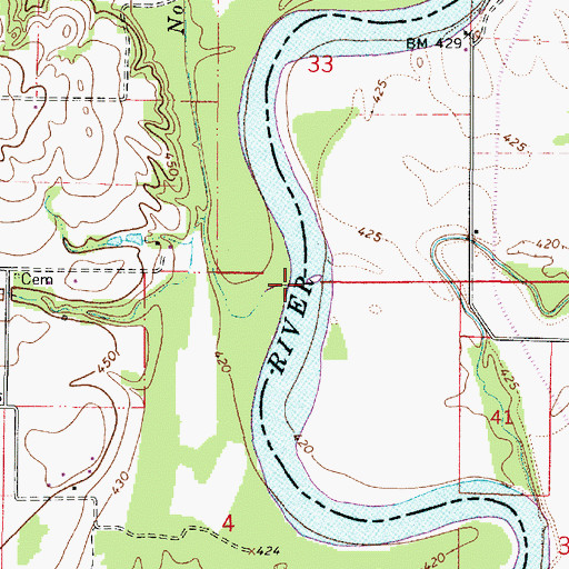 Topographic Map of No Business Creek, IL