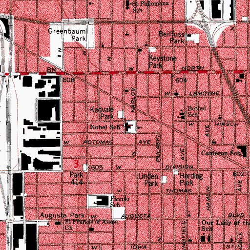 Topographic Map of Nobel Elementary School, IL