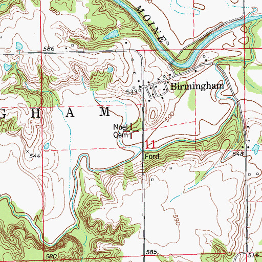 Topographic Map of Noel Cemetery, IL