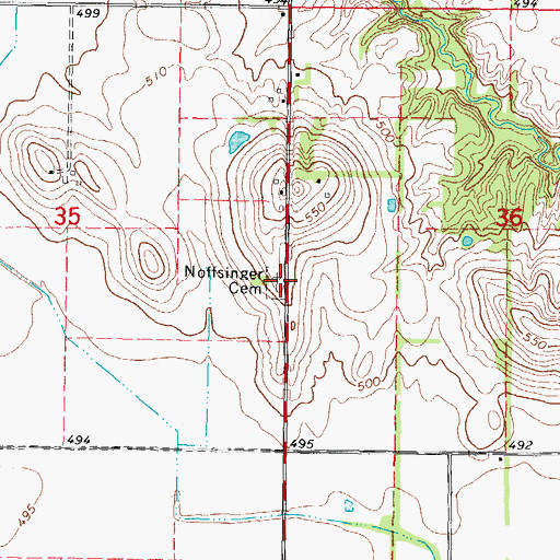 Topographic Map of Noffsinger Cemetery, IL