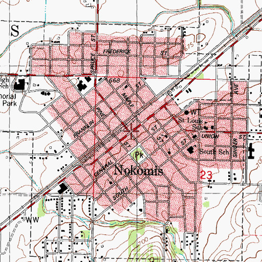 Topographic Map of Nokomis, IL
