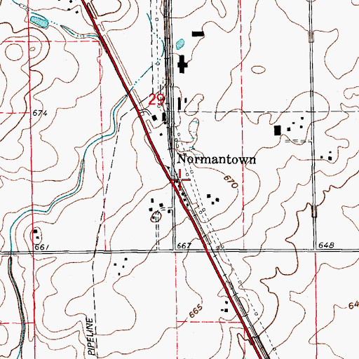 Topographic Map of Normantown, IL