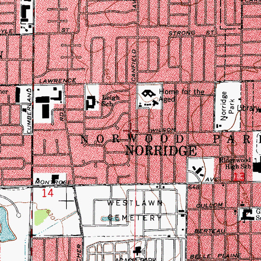 Topographic Map of Norridge, IL