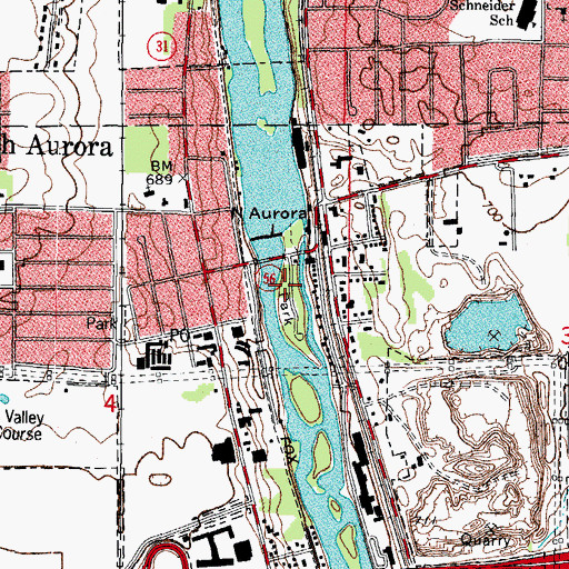 Topographic Map of North Aurora Island, IL
