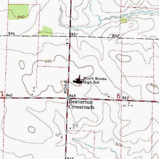 Topographic Map of North Boone High School, IL