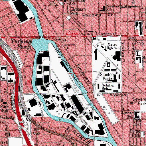 Topographic Map of North Branch Canal, IL