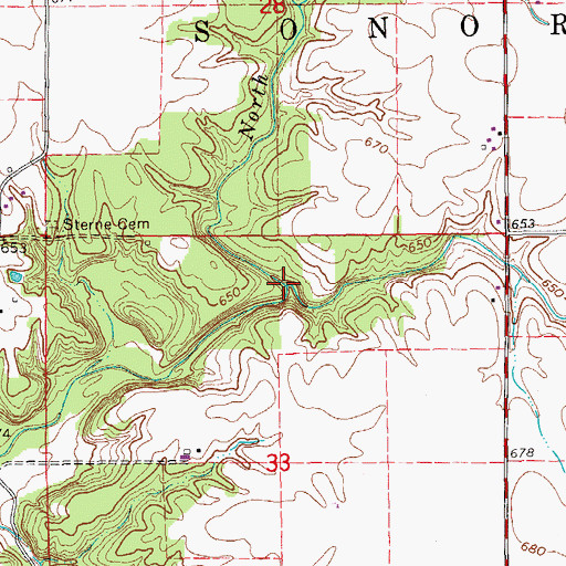 Topographic Map of North Branch Larry Creek, IL