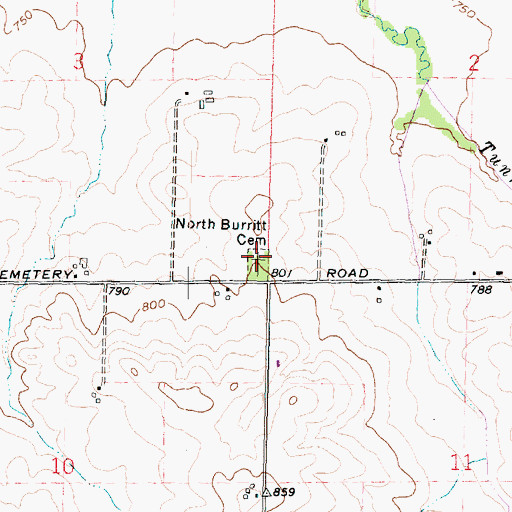Topographic Map of North Burritt Union Cemetery, IL