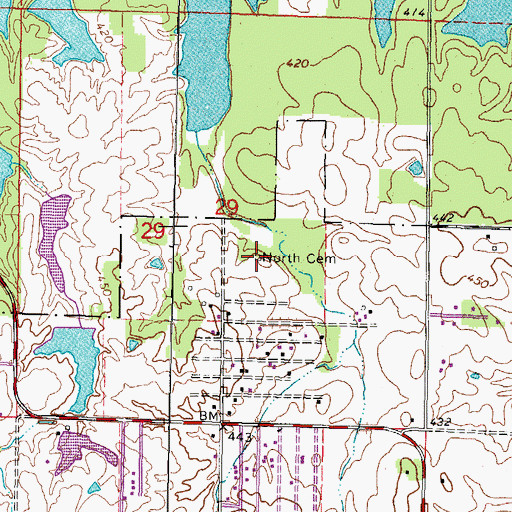 Topographic Map of North Cemetery, IL