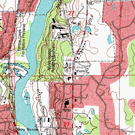 Topographic Map of North Cemetery, IL