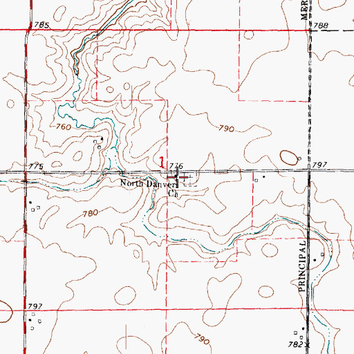 Topographic Map of North Danvers Church, IL