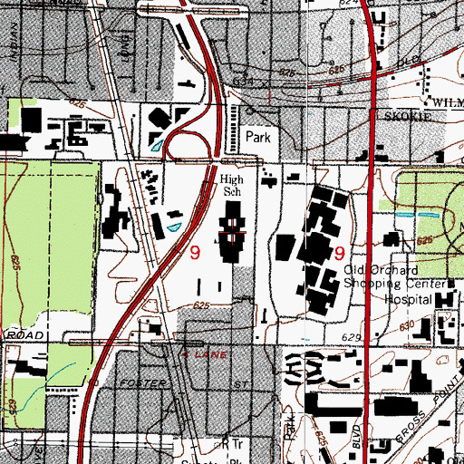 Topographic Map of North Division High School, IL