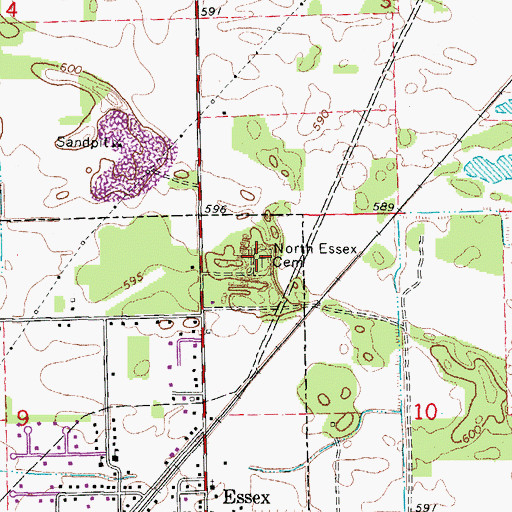 Topographic Map of North Essex Cemetery, IL