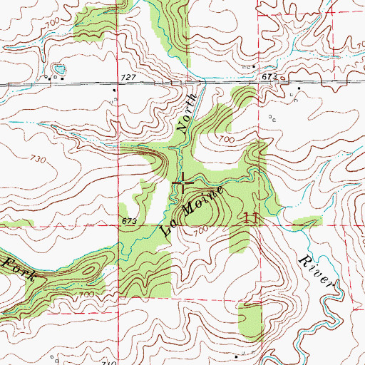 Topographic Map of North Fork East Fork La Moine River, IL