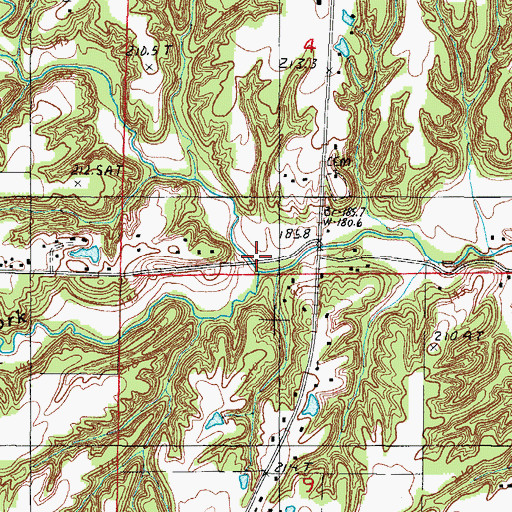 Topographic Map of North Fork Indian Creek, IL