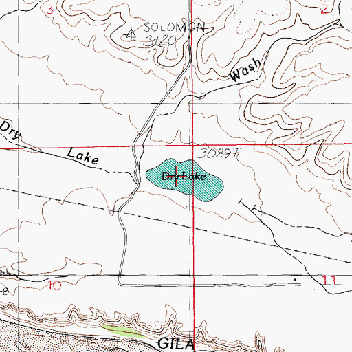 Topographic Map of Dry Lake, AZ
