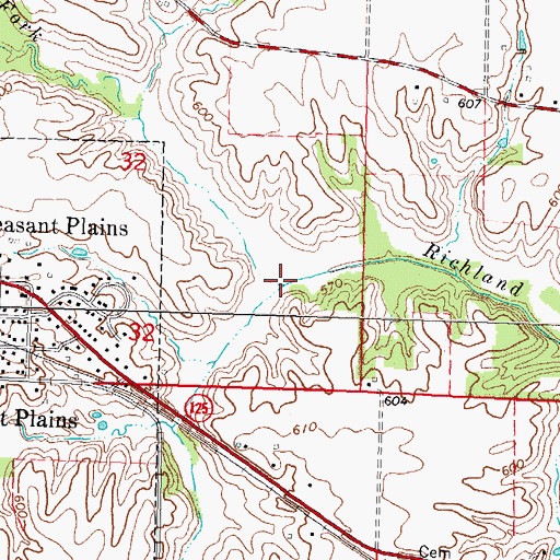 Topographic Map of North Fork Richland Creek, IL