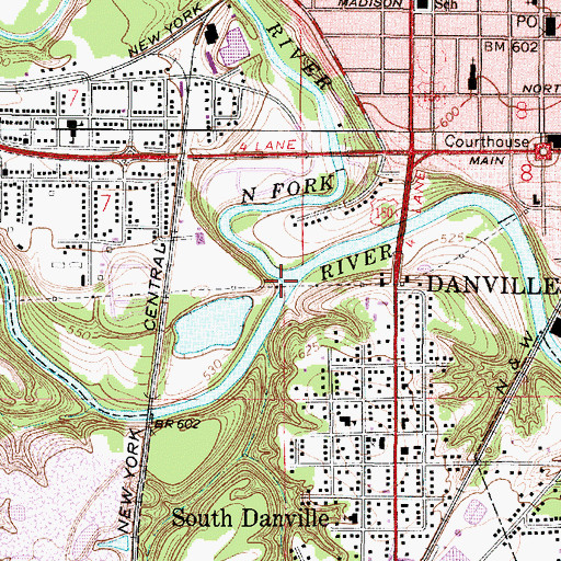 Topographic Map of North Fork Vermilion River, IL