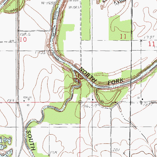 Topographic Map of North Fork Vermilion River, IL