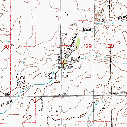 Topographic Map of North Fraction Run, IL