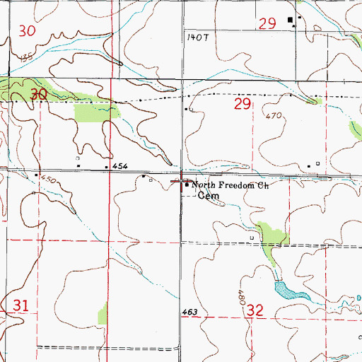 Topographic Map of North Freedom Church, IL